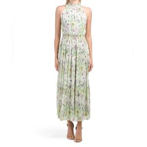 Taylor Green and Purple Floral Maxi Dress